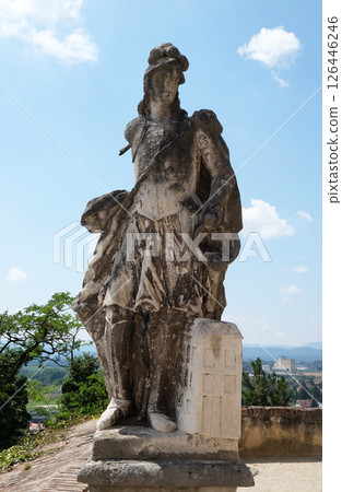 Saint Florian statue, Castle in Ptuj, town on the Drava River banks, Lower Styria Region, Slovenia Saint Florian statue, Castle in Ptuj, town on the Drava River banks, Lower Styria Region, Slovenia 126446246