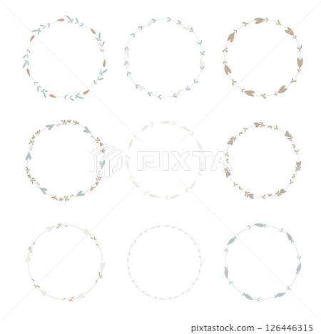 Set of delicate floral wreaths. Round design elements. Set of delicate floral wreaths. Round design elements. 126446315