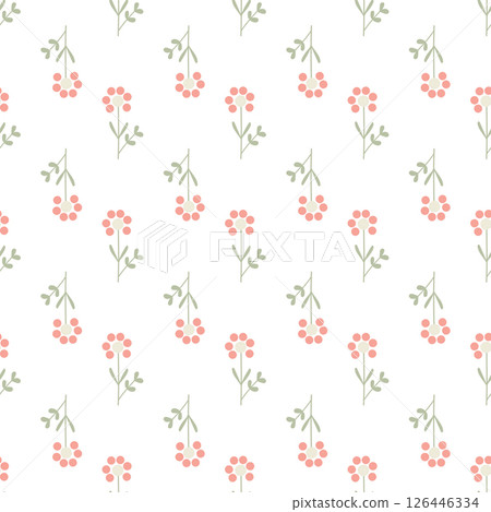 Seamless floral pattern. Colorful background in minimalist style with gentle flowers. 126446334