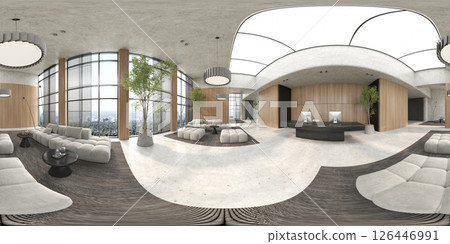 360 panorana of Modern style reception interior room 3D rendering 126446991