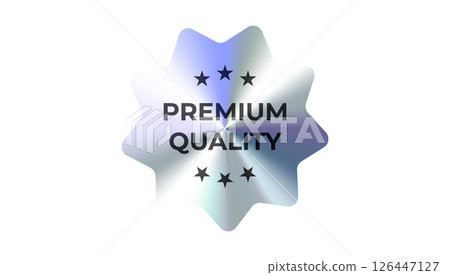 Premium quality badge label in silver chrome finish with stars. Perfect for high-end product branding, VIP seals, ecommerce promotions, and guarantee stamps. Vector illustration. 126447127