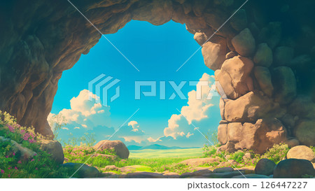 動漫風格的舊城牆風景 126447227