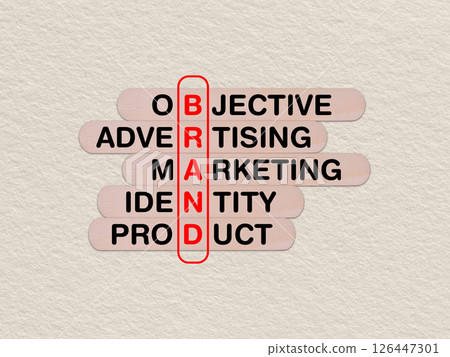 concept word brand, crossword written on wooden stick, business brand concept with copy space 126447301