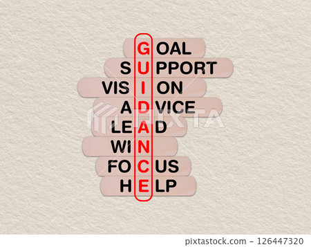 concept word guidance, crossword written on wooden stick, business guidance concept with copy space 126447320