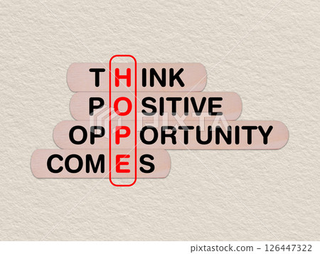 concept word hope, crossword written on wooden stick, business hope concept with copy space 126447322