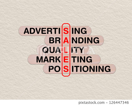 concept word sales, crossword written on wooden stick, business sales concept with copy space concept word sales, crossword written on wooden stick, business sales concept with copy space 126447346