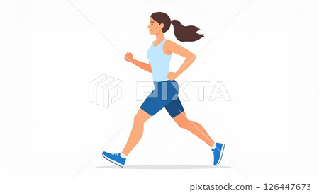Running woman illustration, vector style, AI-generated material 126447673