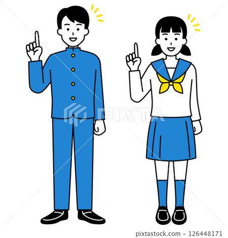 男女學生提出想法（全身） 126448171