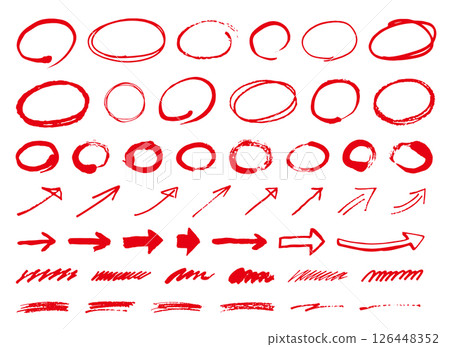 Set of hand drawn ovals. Doodle style circles. Vector illustration of brush drawn circles. Set of hand drawn ovals. Doodle style circles. Vector illustration of brush drawn circles. 126448352