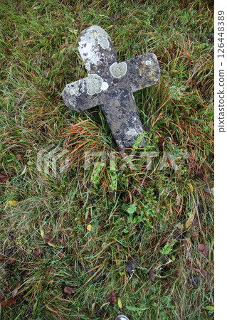 Stone cemetery cross Stone cemetery cross 126448389