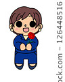 A mother in a suit holding a red carnation 126448516