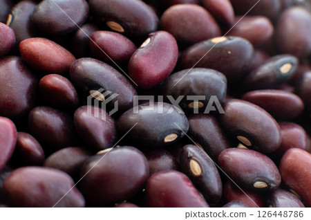 Close-up macro shot with shallow depth of field. Raw beans. Healthy and tasty food. Veganism Close-up macro shot with shallow depth of field. Raw beans. Healthy and tasty food. Veganism 126448786