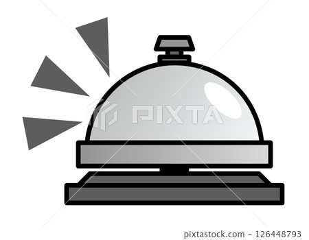 Illustration of a desk bell that is rung at the reception desk to call or inform customers 126448793
