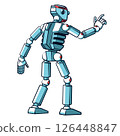 Humanoid robot pressing something with its finger Humanoid robot pressing something with its finger 126448847