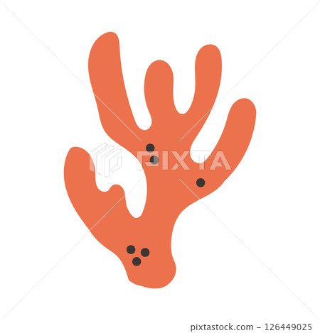 Simple red coral isolated on white background. Sea theme, design element, decoration of water entertainment places, parks, beaches. Simple red coral isolated on white background. Sea theme, design element, decoration of water entertainment places, parks, beaches. 126449025
