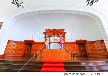 [Hiroshima Prefecture] Inside the auditorium of the 1st Technical School of the Japan Maritime Self-Defense Forces on a clear day (former Naval Academy) 126449153