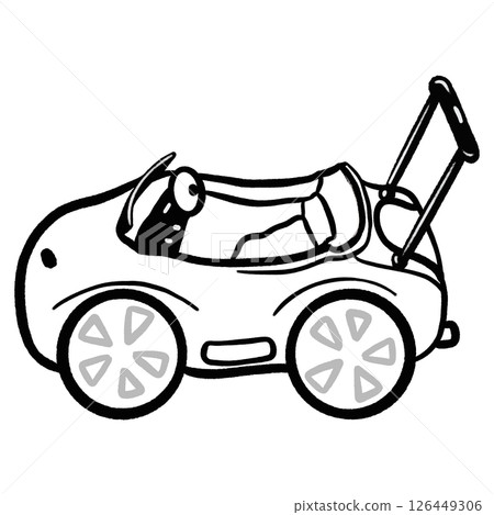Car-like trolley for child cartoon outline illustration Car-like trolley for child cartoon outline illustration 126449306