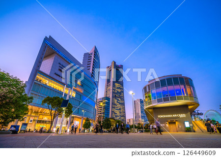 Tokyo cityscape in Japan, overlooking Sakuragicho Station, Landmark Tower, and Air Cabin Sakuragicho Station Tokyo cityscape in Japan, overlooking Sakuragicho Station, Landmark Tower, and Air Cabin Sakuragicho Station 126449609