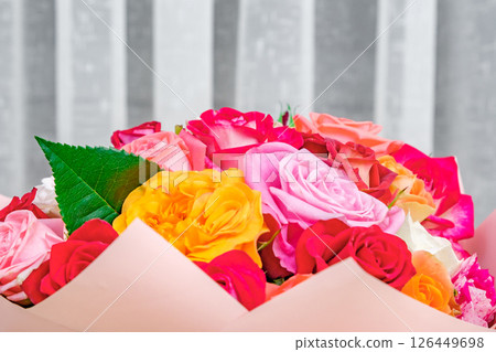 rose flowers in a bouquet close-up 126449698