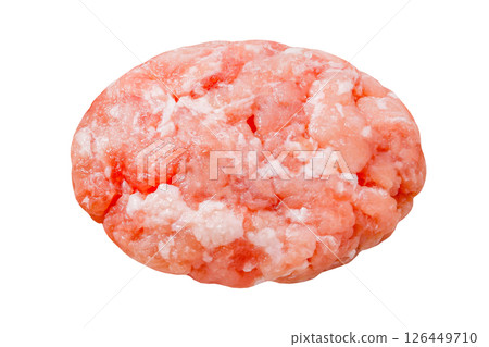raw meat cutlet, semi-finished, isolated on white raw meat cutlet, semi-finished, isolated on white 126449710