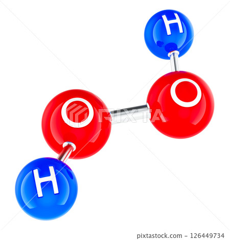 Hydrogen Peroxide Molecule H2O2, 3D Atomic Model. 3D rendering Hydrogen Peroxide Molecule H2O2, 3D Atomic Model. 3D rendering 126449734