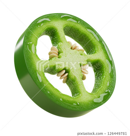 Fresh Green Jalapeno Pepper Slice with Seeds 126449781