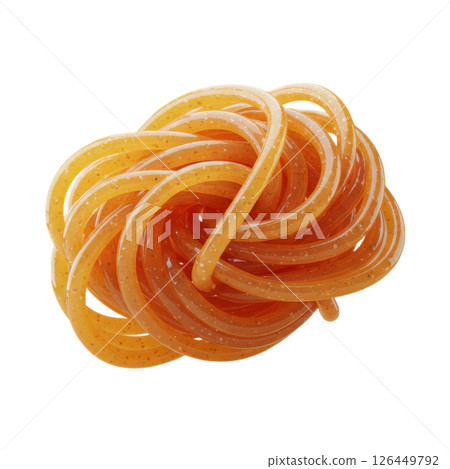 Glossy Orange Spaghetti Noodle Coil 3D Render 126449792