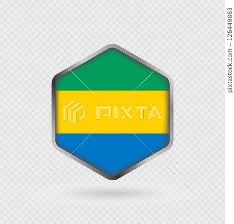 Gabon Flag Icon in Hexagon Shape. Gabon Flag Icon in Hexagon Shape. 126449863