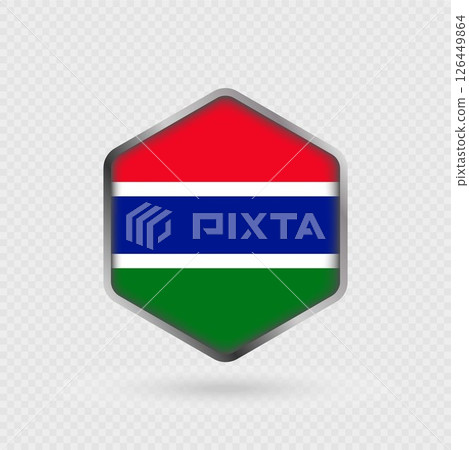 Gambia Flag Icon in Hexagon Shape. Gambia Flag Icon in Hexagon Shape. 126449864