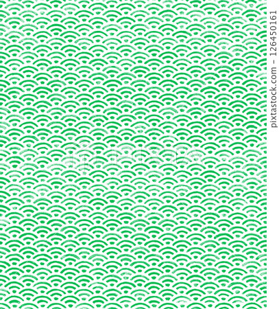 Hand-drawn illustration of green sea waves 126450161