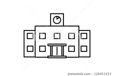 Simple line icon of school building 126451415