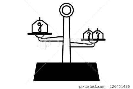 Simple line icon of a scale with weights 126451426