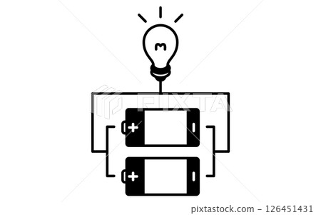 並聯電池的簡單線條繪製圖標 126451431