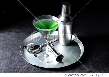 Japanese slipper cocktail on black background Japanese slipper cocktail on black background 126451953