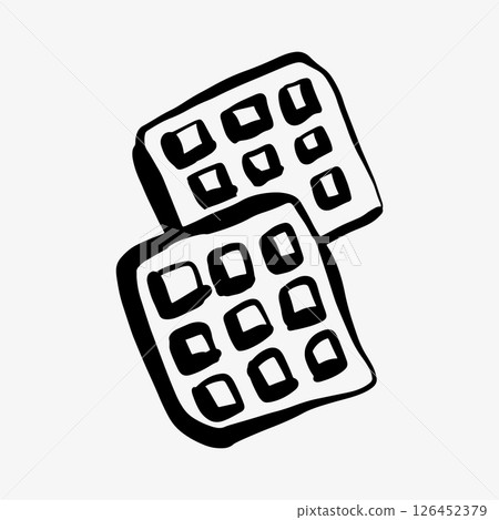 Hand-drawn doodle sketch of homemade waffles 126452379