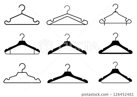 closet hanger vector. clothes hangers. hanger vector. clothing hanger icon. 126452481
