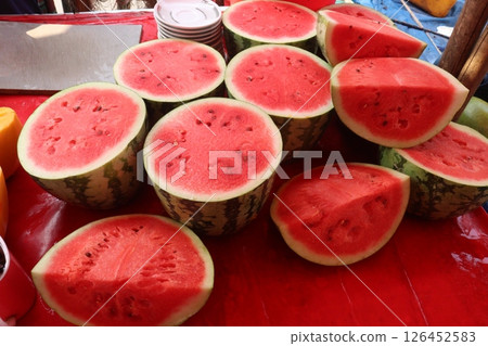 slices watermelon on shop for sell slices watermelon on shop for sell 126452583