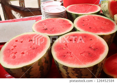 slices watermelon on shop for sell slices watermelon on shop for sell 126452584