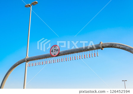 road sign for height restriction of vehicles 126452594