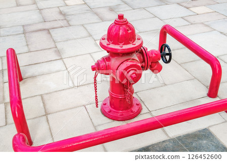 red fire hydrant faucet on street red fire hydrant faucet on street 126452600