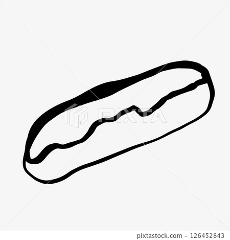 Hand-drawn sketch doodle of an eclair, isolated on white.  126452843