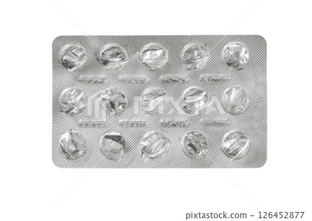 one empty medical pill blister, isolated on white with clipping path  126452877