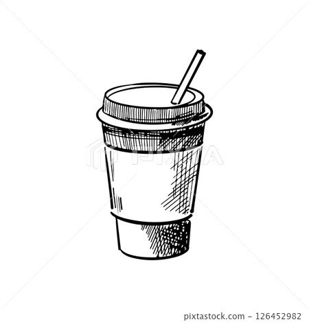Paper coffee cup. Aromatic hot coffee. Paper coffee cup. Aromatic hot coffee. 126452982