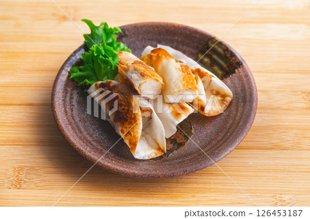 Chikuwa dumpling skin with mochi filling 126453187