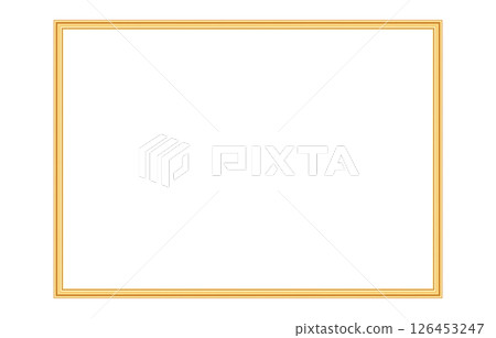 Gold luxury realistic rectangle object mockup for photo frame. Golden rectangle frame for picture, border for certificate, award, stamp, vignette, greeting card, various design. Vector illustration 126453247