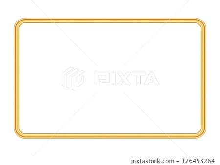Gold luxury rectangle frame with rounded corners. Shiny photo frame, border for picture, painting, card. Golden object mockup for certificate, stamp, vignette, decorative design. Vector illustration Gold luxury rectangle frame with rounded corners. Shiny photo frame, border for picture, painting, card. Golden object mockup for certificate, stamp, vignette, decorative design. Vector illustration 126453264