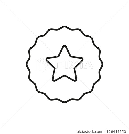 Award Badge With Star Line Icon. Achievement Recognition, Quality Assurance, And Excellence Certification Outline Symbol. Merit And Honor. Editable Stroke. Isolated Vector Illustration Award Badge With Star Line Icon. Achievement Recognition, Quality Assurance, And Excellence Certification Outline Symbol. Merit And Honor. Editable Stroke. Isolated Vector Illustration 126453550