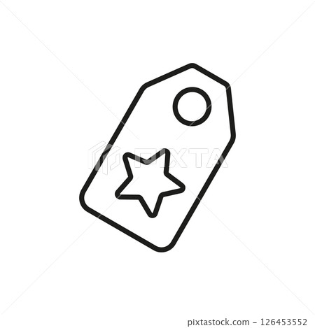 Price Tag With Star Line Icon. Special Offer, Premium Quality, And Featured Product Outline Symbol. Retail Marketing And Promotion. Editable Stroke. Isolated Vector Illustration Price Tag With Star Line Icon. Special Offer, Premium Quality, And Featured Product Outline Symbol. Retail Marketing And Promotion. Editable Stroke. Isolated Vector Illustration 126453552