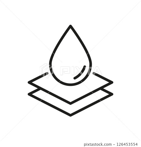 Waterproof Material Layer Icon. Water Resistance, Protection, And Durability Outline Symbol. Moisture Barrier Technology. Editable Stroke. Isolated Vector Illustration 126453554