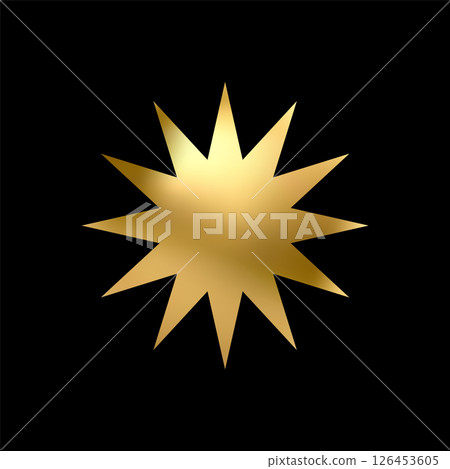 Gold Star icon. Holiday stars art. Art Deco modern design. Gold Star icon. Holiday stars art. Art Deco modern design. 126453605